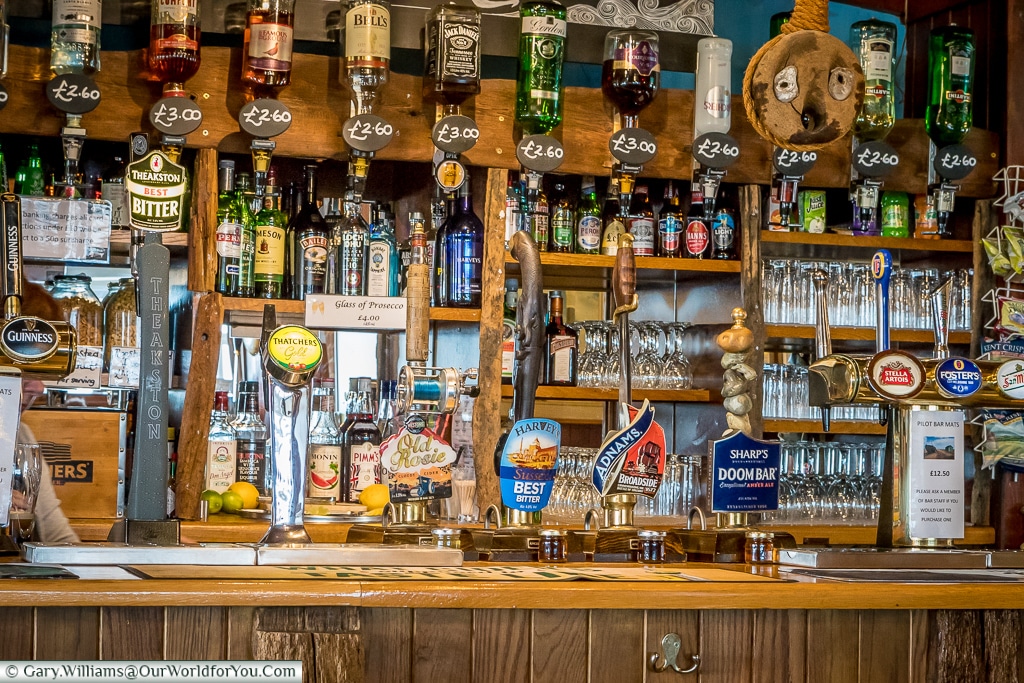 The bar of the Pilot Inn Dungeness, Kent, UK