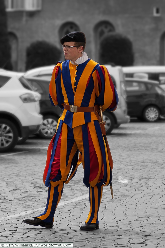 The Swiss guard protecting the Vatican City, Rome, Italy