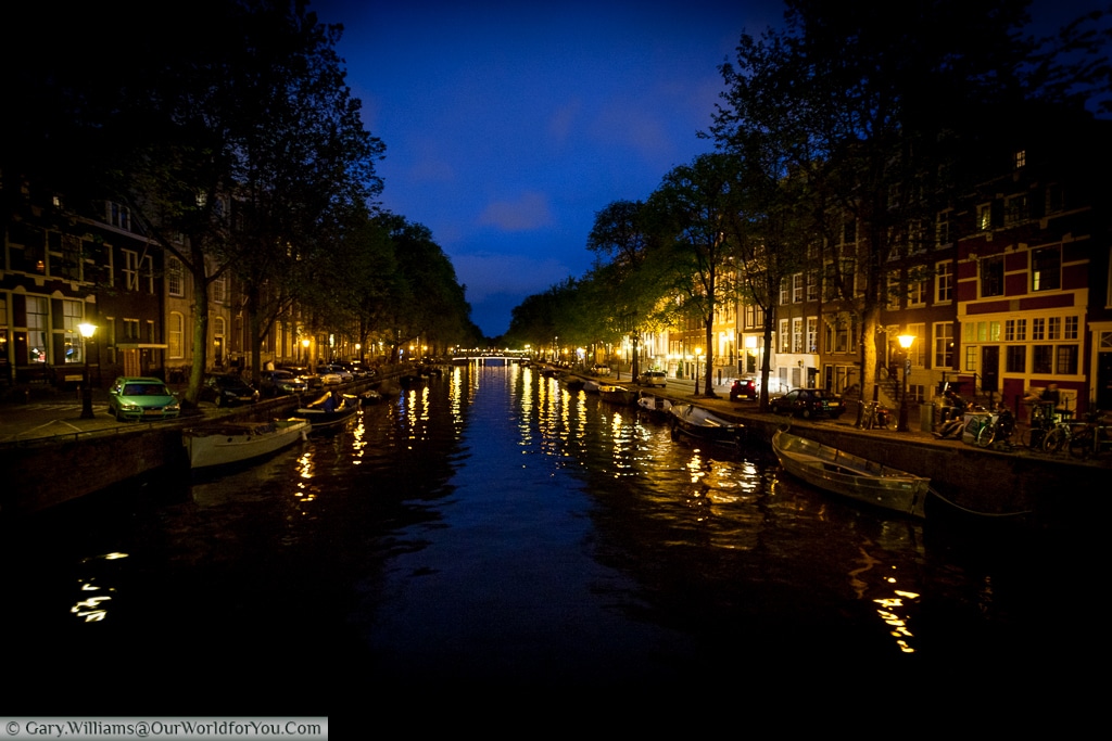 Canal at night, Amsterdam, The Netherlands