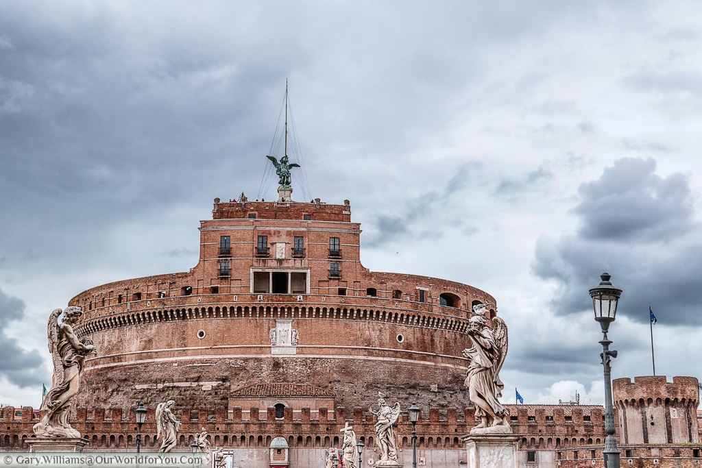 The view of the Castel Sant'Angelo from the Ponte Sant'Angelo, Rome, Italy