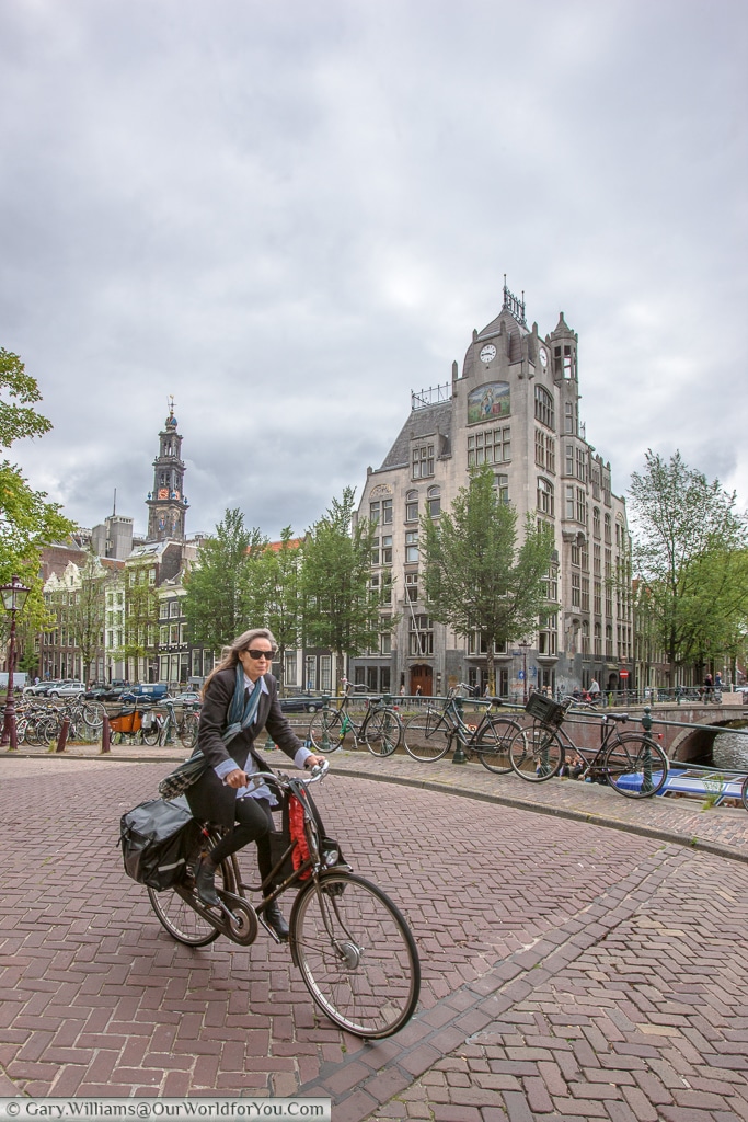 Cyclist in Amsterdam, Amsterdam, The Netherlands