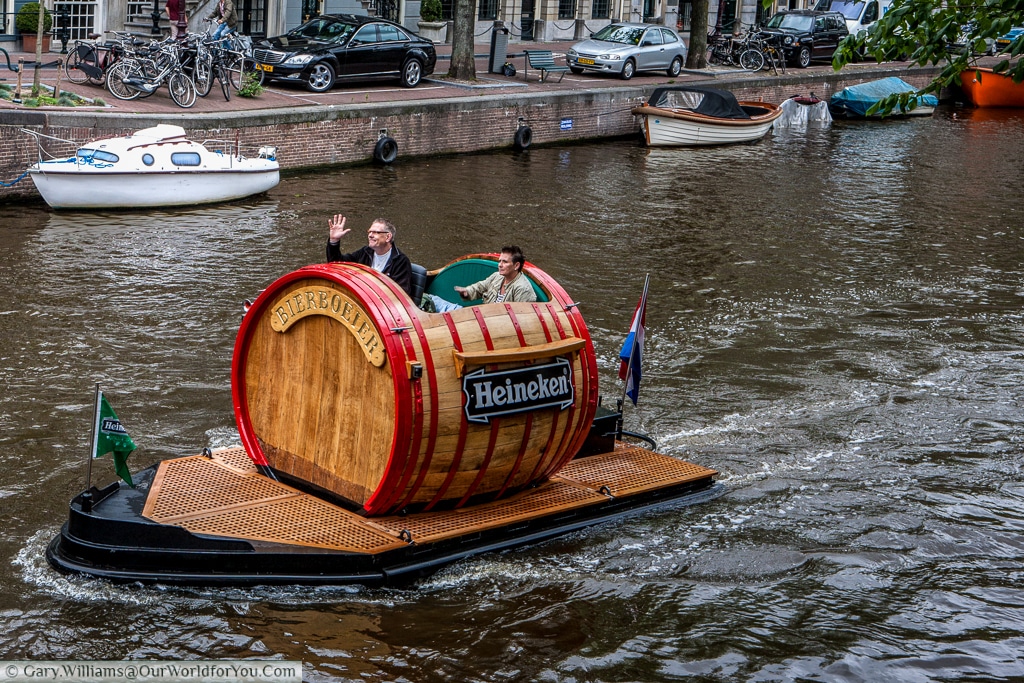 Lovely to see this cheeky little craft on the canals in Amsterdam, The Netherlands