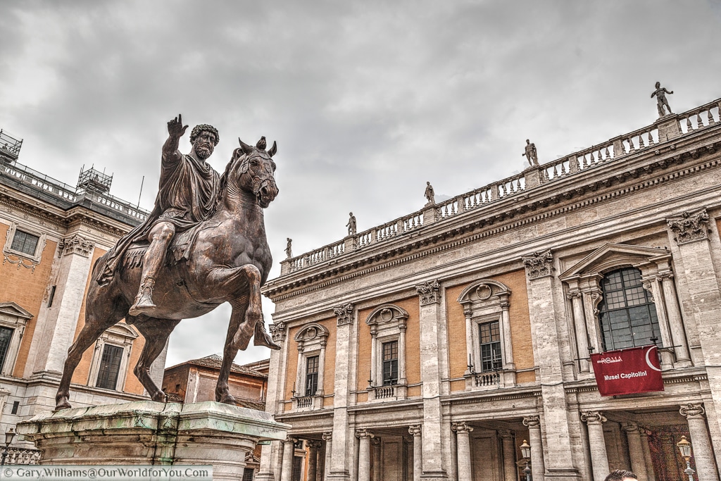 Marcus Aurelius on horseback on Capitoline Hill, Rome, Italy