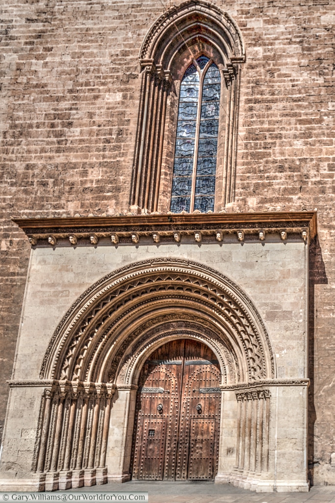 The Romanesque entrance to the Cathedral, Valencia, Spain