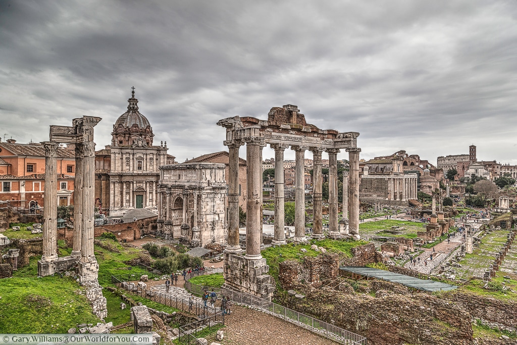 The view across the forum from Capitoline Hill, Rome, Italy