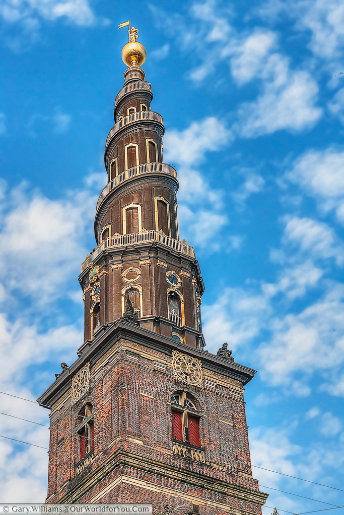 The spire of the Church of Our Saviour, Copenhagen, Denmark