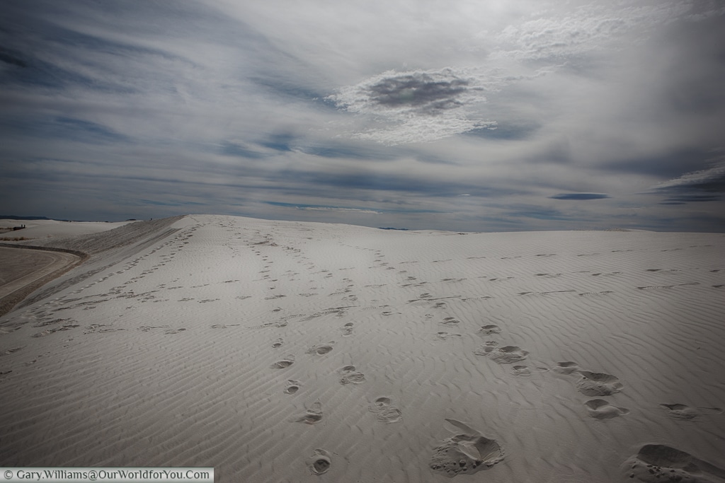 Footprints in the White Sands National Monument, New Mexico