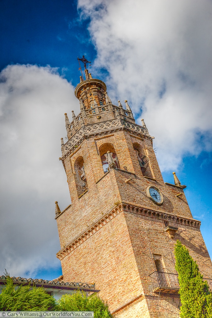 The tower of the Parroquia Santa María la Mayor, Ronda, Spain