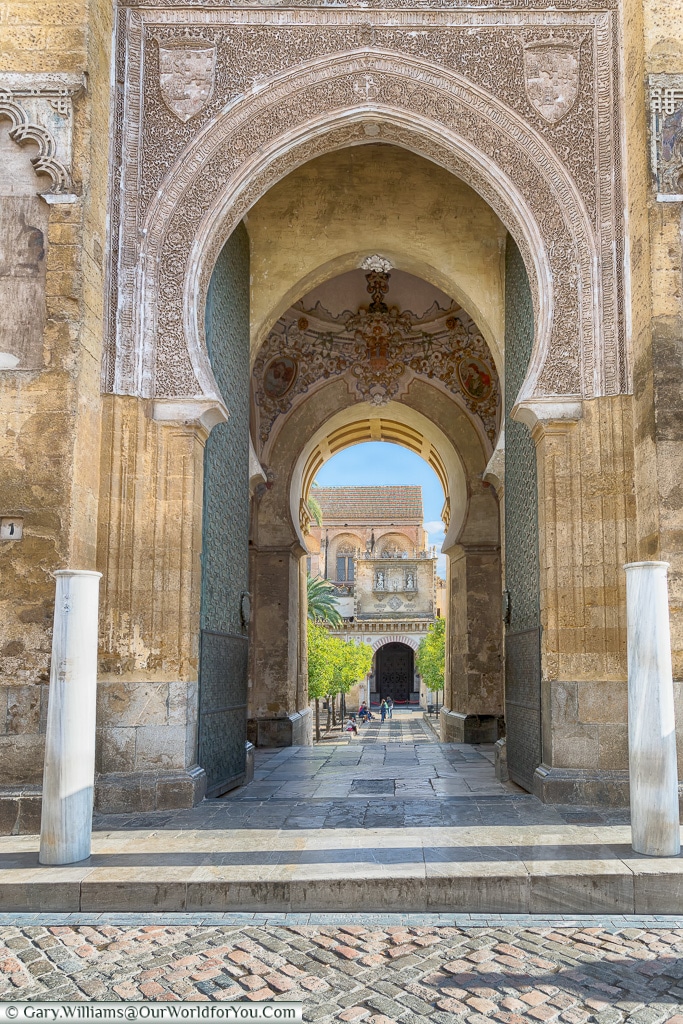Into the courtyard of the Mezquita,Mosque–Cathedral, Córdoba, Spain