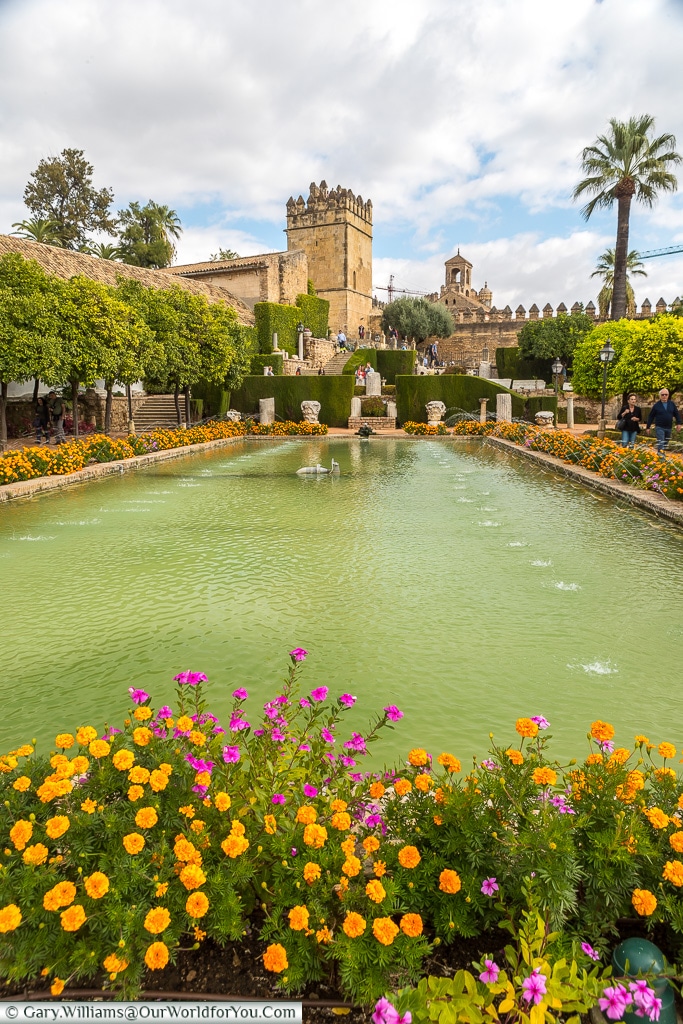 A view across the pool, Alcázar de los Reyes Cristianos, Cordoba, Córdoba, Spain