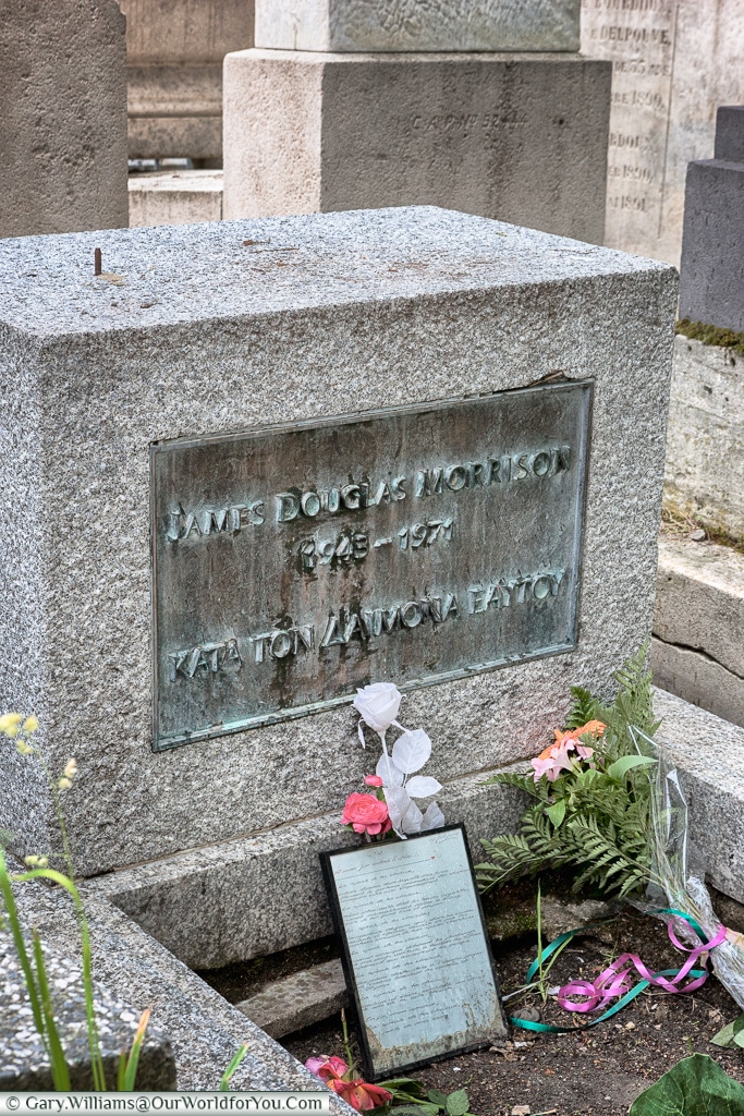 Jim Morrison's grave, Père Lachaise Cemetery, Paris, France