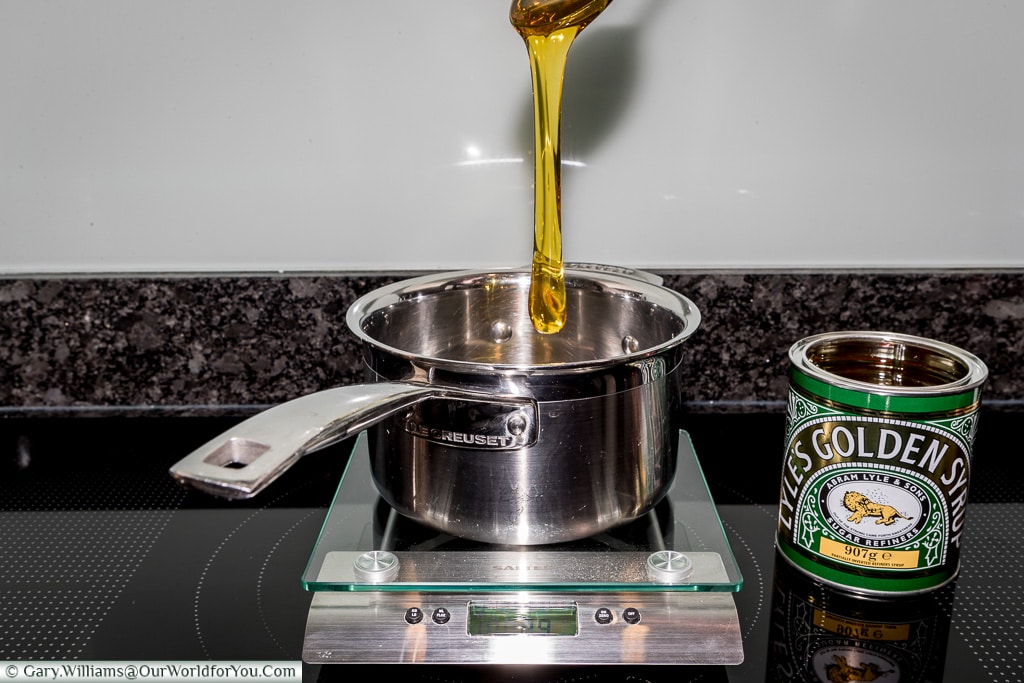 Pouring the Golden Syrup for Parkin