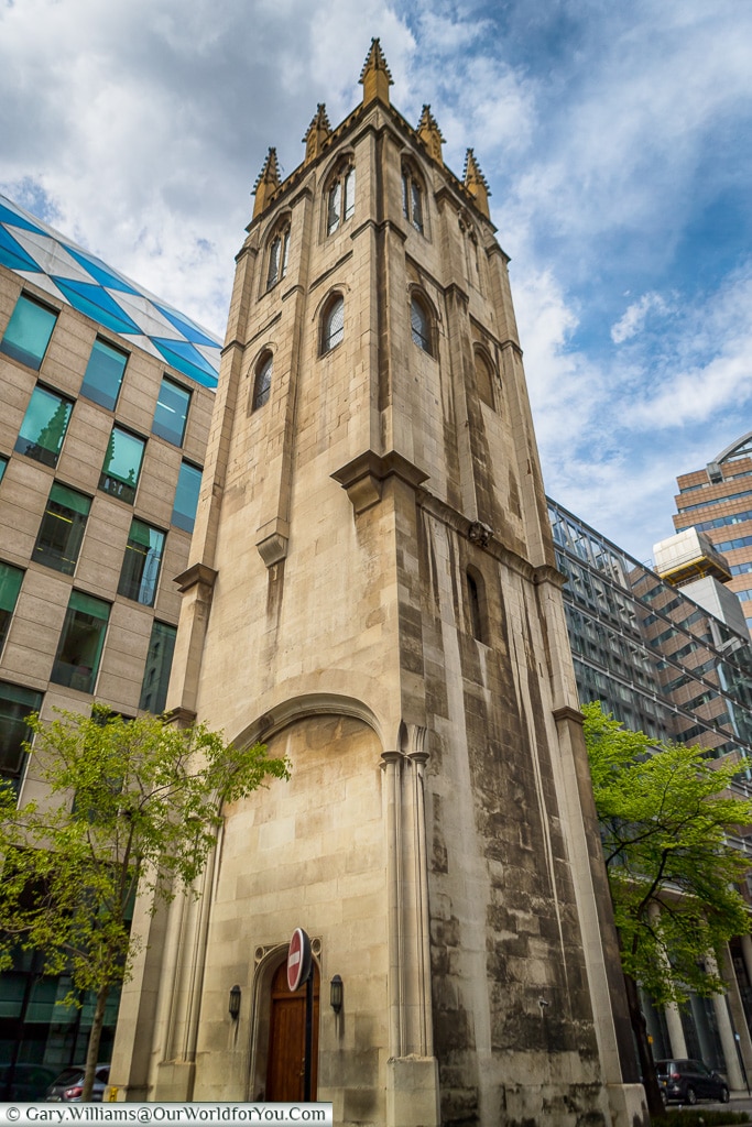 The Tower of the Church of St Alban, City of London, London, Eng