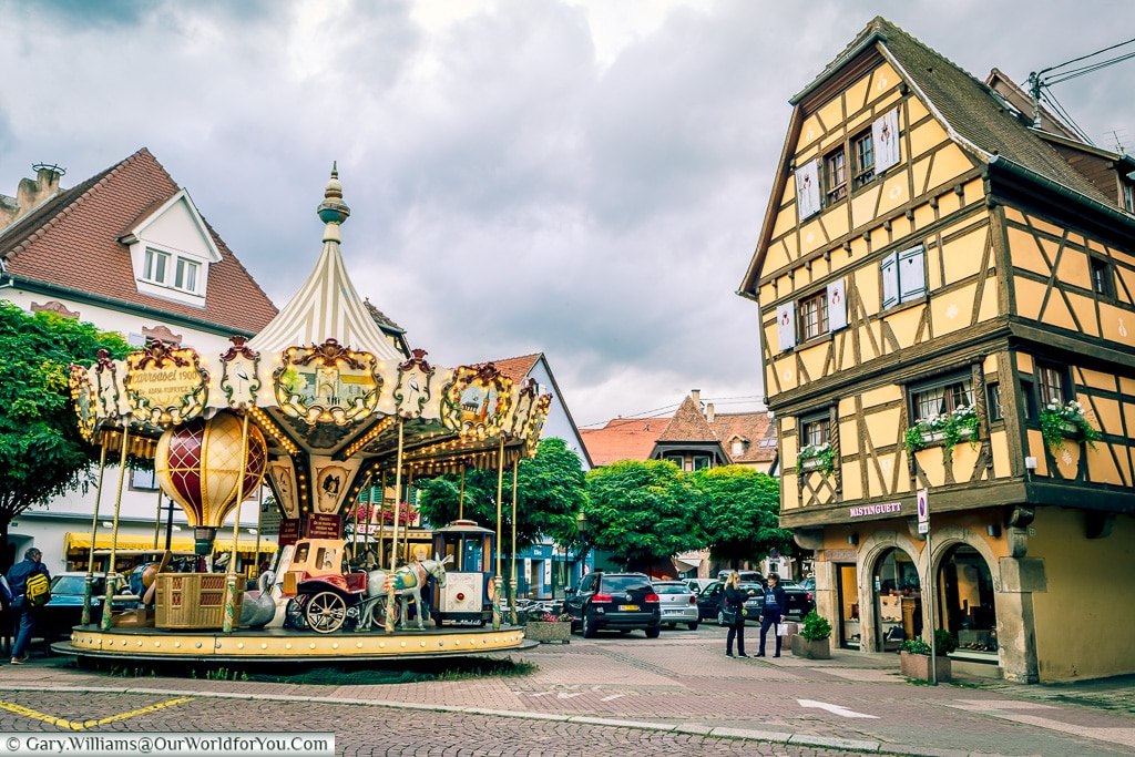 The carousel at Place de l'Etoile, Obernai, Alsace, France