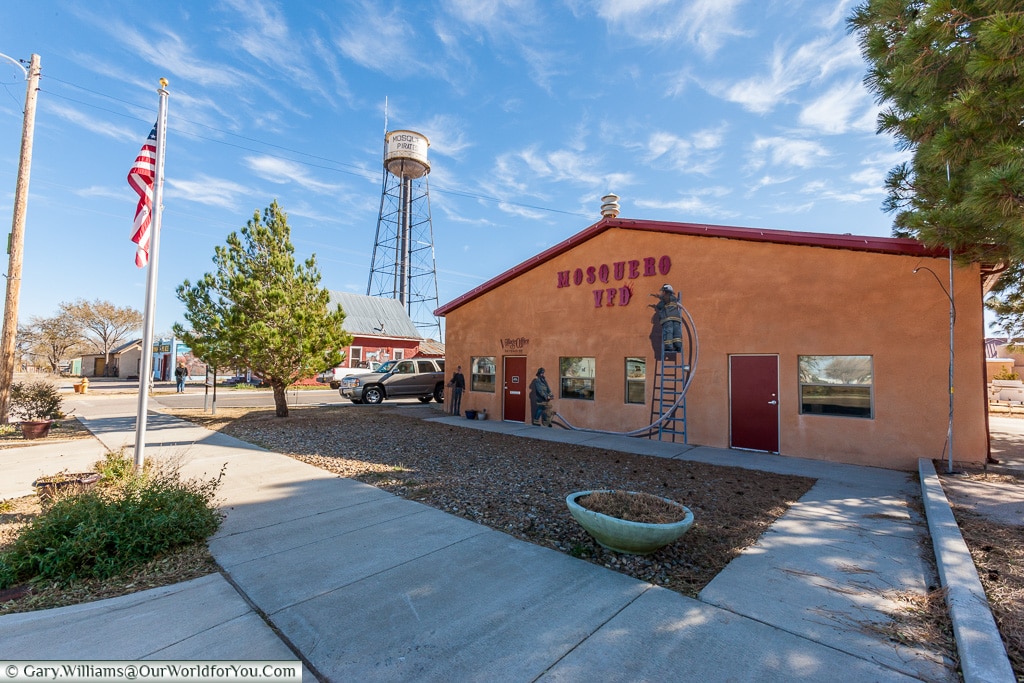The fire station at Mosquero, New Mexico, America, USA