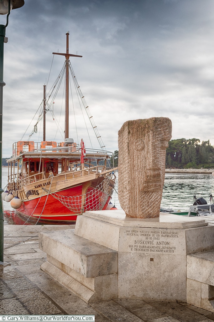 The red boat in the harbour, Rovinj, Croatia