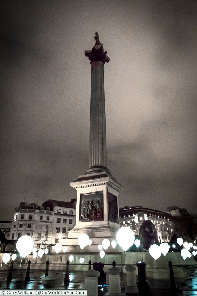 Nelson's column in Lumiere London, London, England, UK