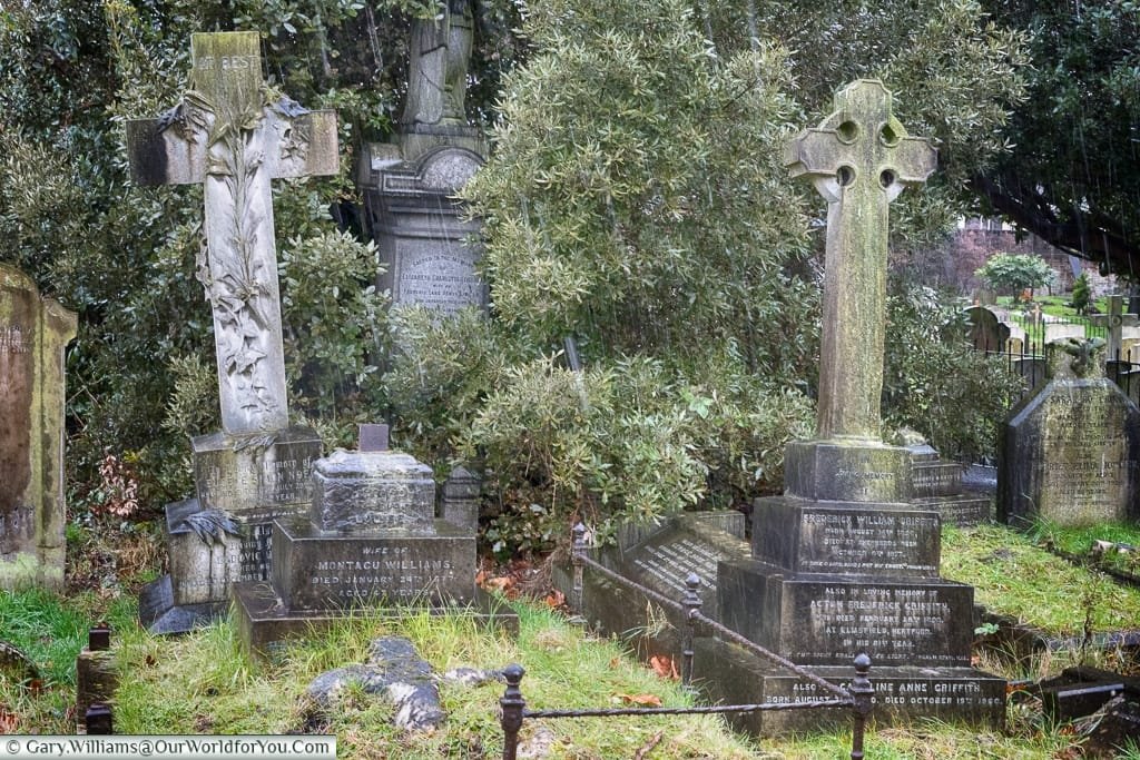 Overgrown in places, Brompton Cemetery, London, England, UK