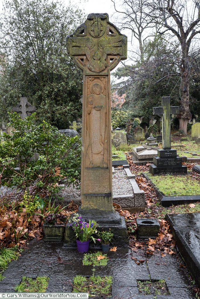 The grave of Emmeline Pankhurst - Suffragette, Brompton Cemetery, London, England, UK
