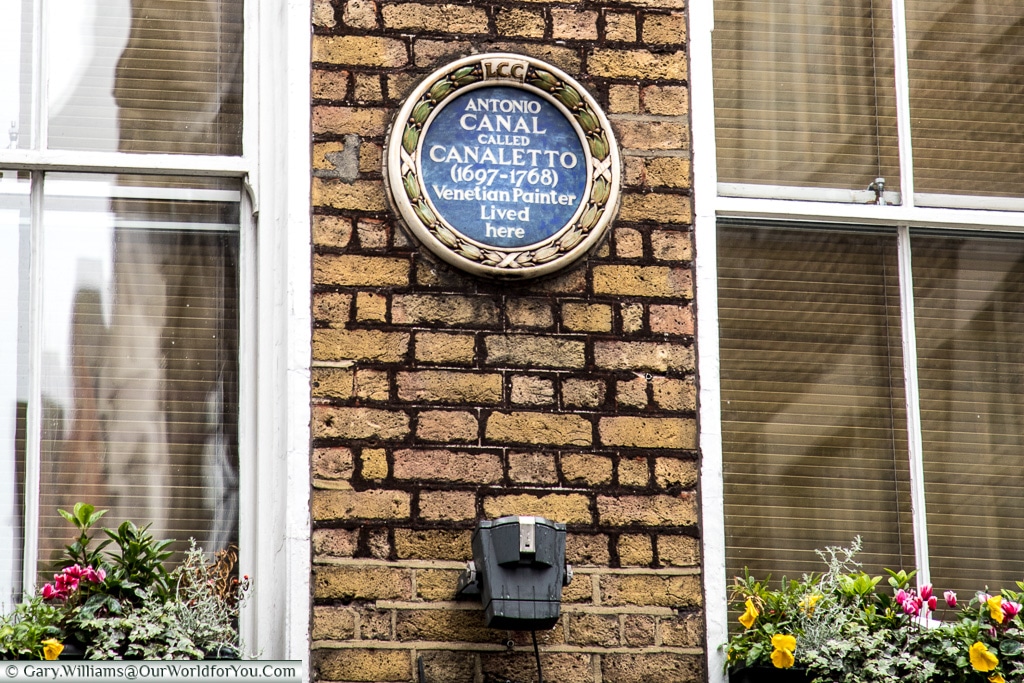 Canaletto lived in London?, Blue Plaques, London, England