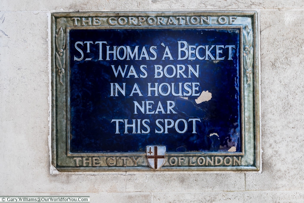 St Thomas à Beckets plaque, Blue Plaques, London, England
