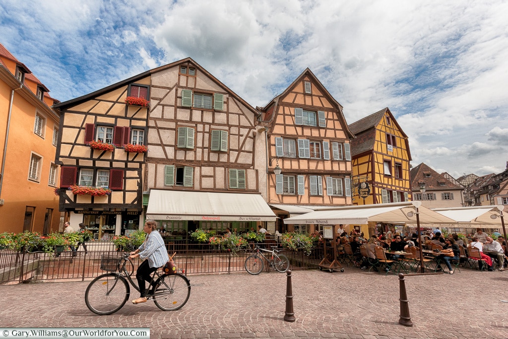 Cycling through Colmar, Alsace, France