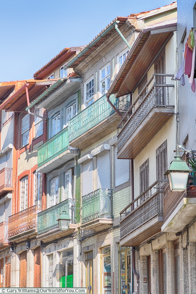 Balconies along Rua D. João I, Guimarães, Portugal