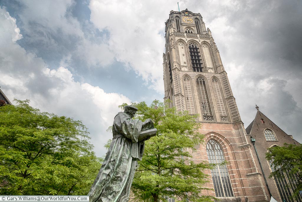 Erasmus in front of Laurenkerk, Rotterdam, Netherlands