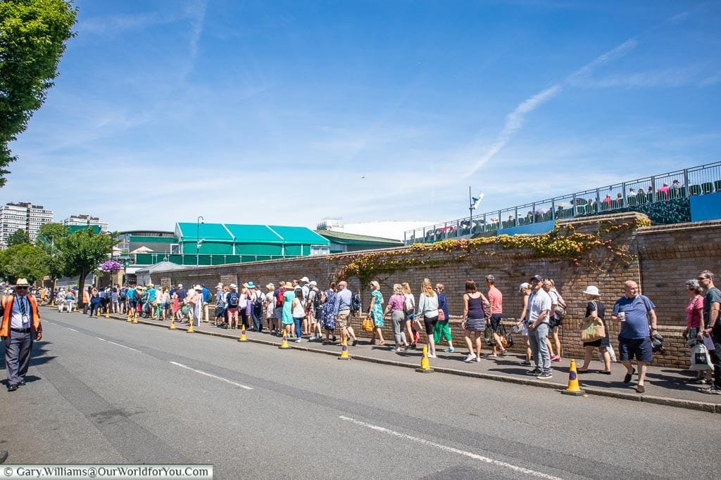 Queueing for Wimbledon Tennis, England, UK