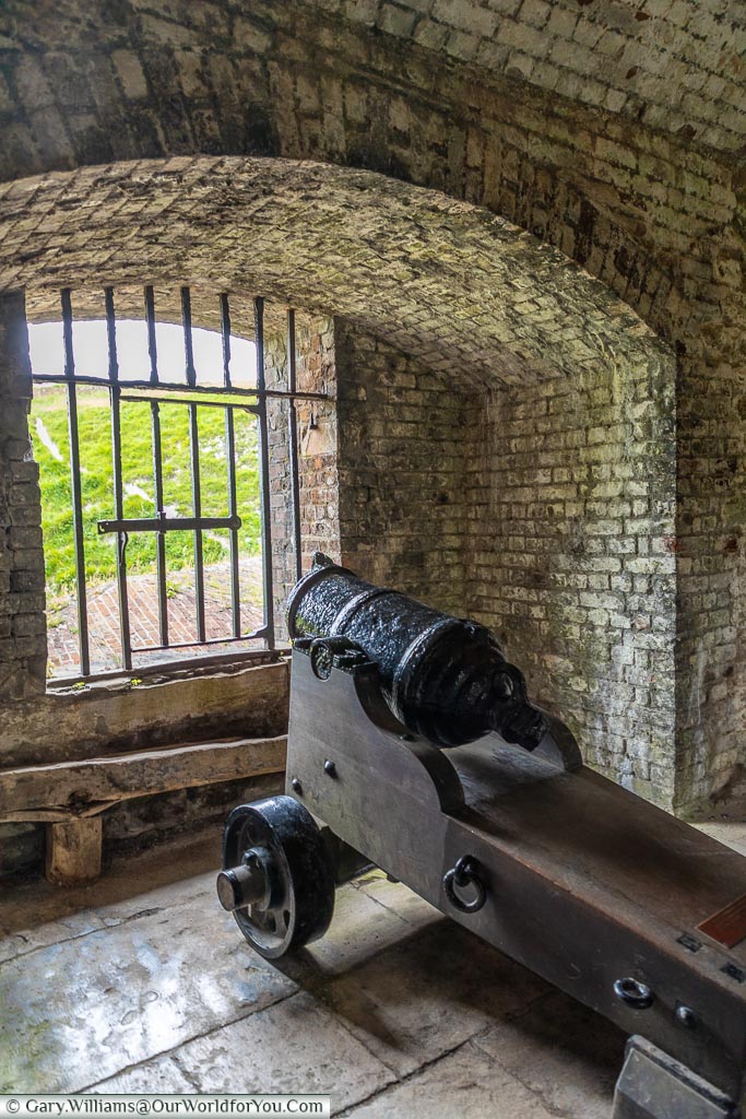 A cannon in place, Dover Castle, Dover, Kent, England
