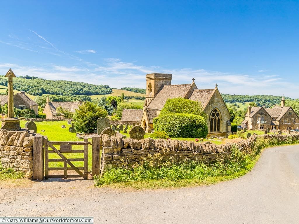 Across the churchyard, Snowshill, Gloucestershire, England, UK