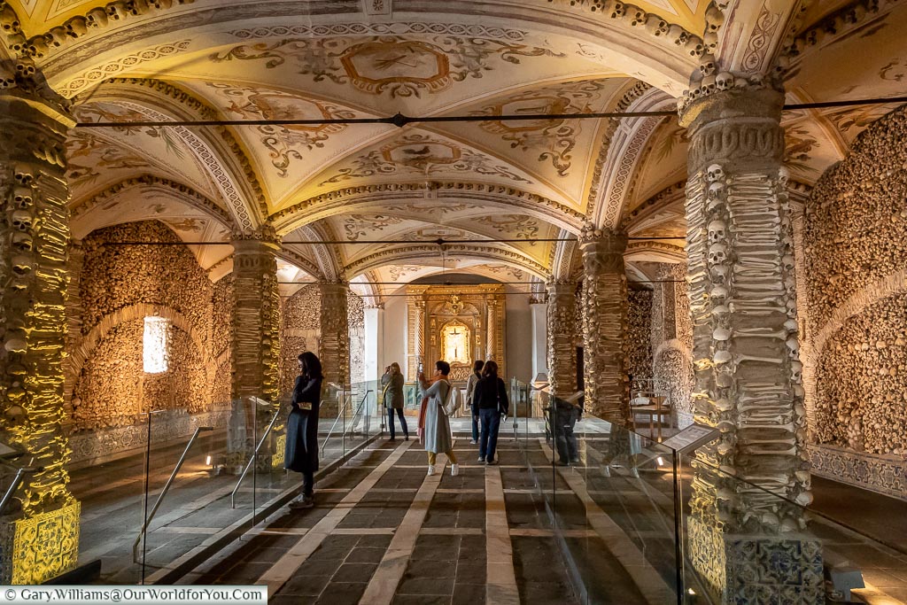 Inside the chapel of bones, Évora, Portugal