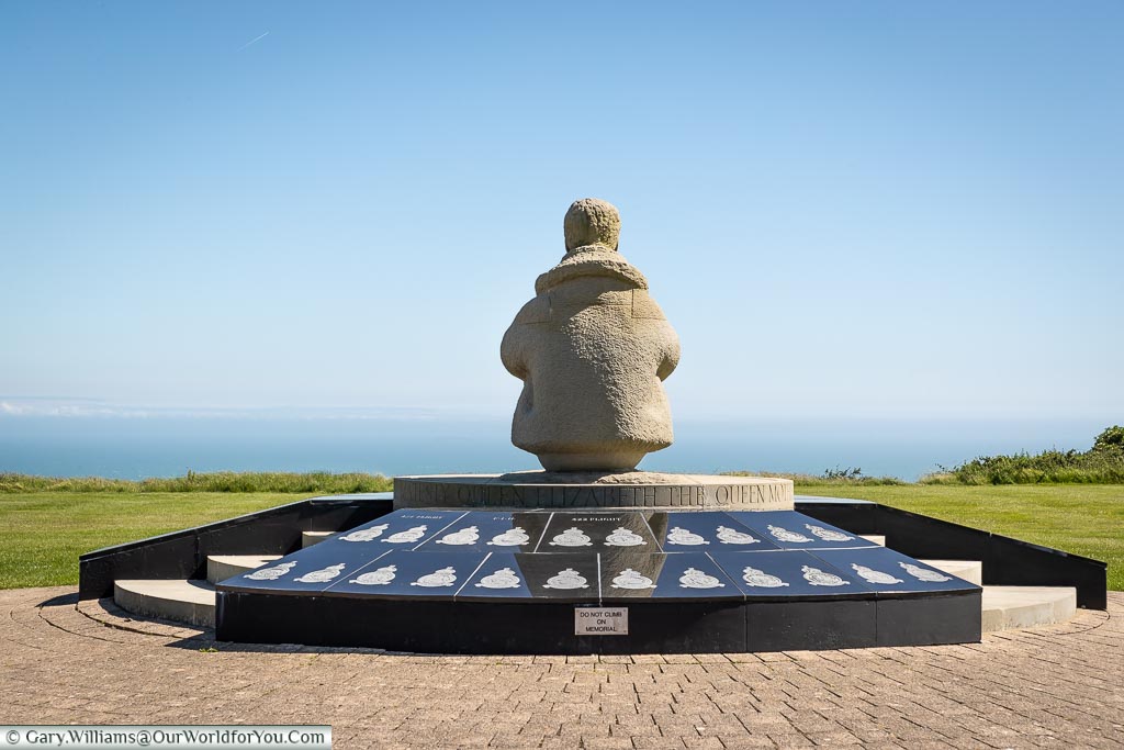 Looking out over the White Cliffs, Battle of Britain Memorial, Capel-le-Ferne, Kent, England, UK