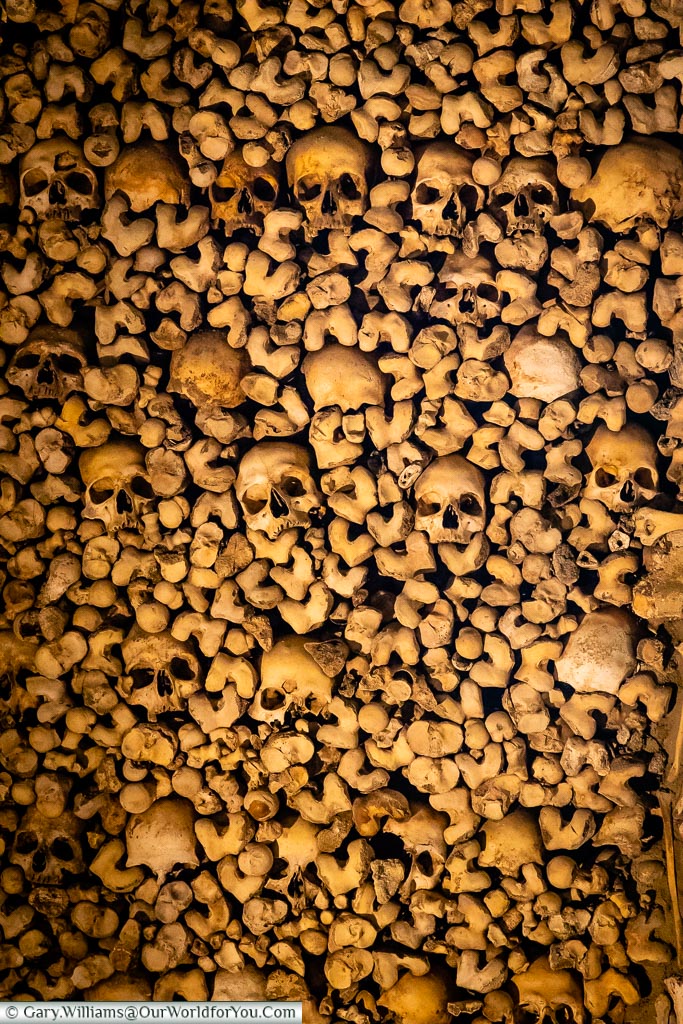 Skulls in the chapel of bones, Évora, Portugal