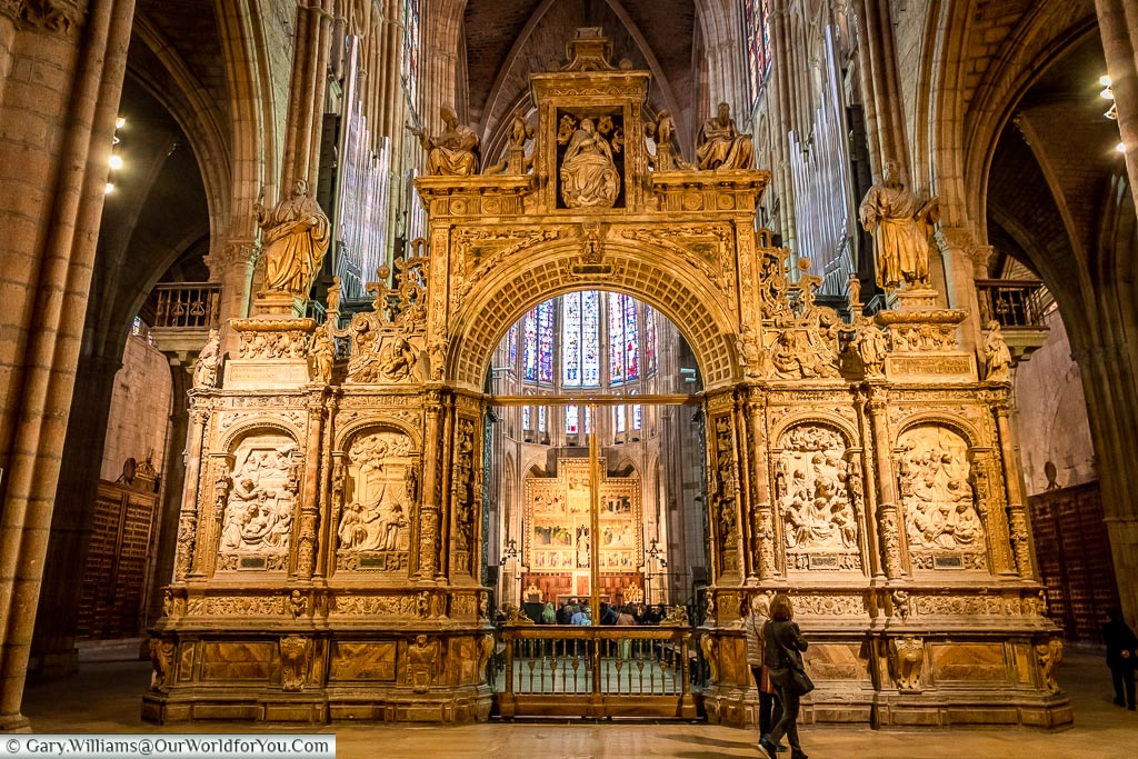 An ordnate decorated gothic entrance to the nave of Leon Cathedral