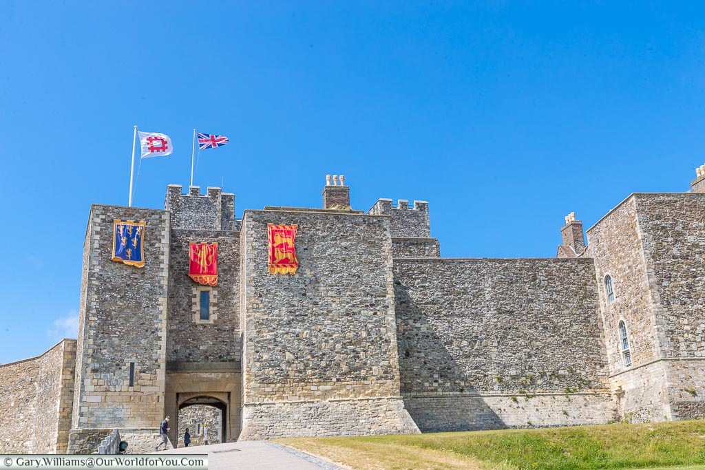The inner walls of Dover Castle, Dover, Kent, England