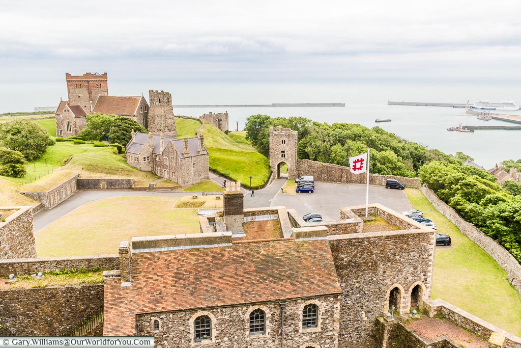 View over the harbour, Dover Castle, Dover, Kent, England