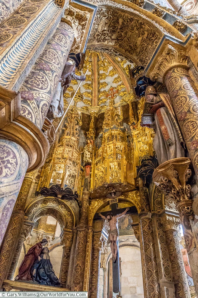 The ornate detail, of the chapel Tomar, Portugal