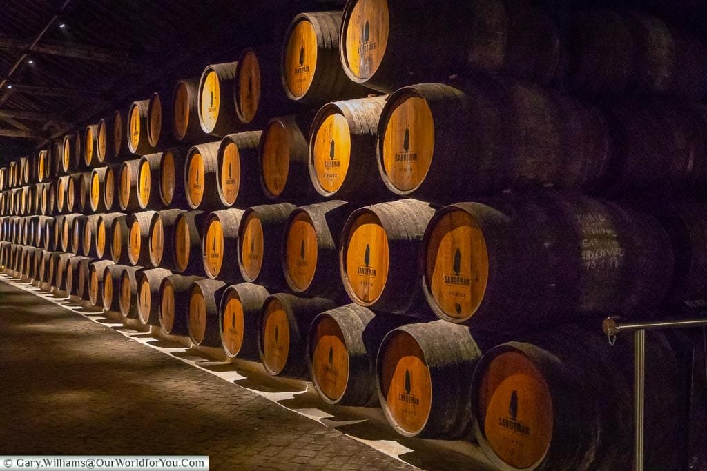 Inside the Sandeman Cellar, Porto, Portugal