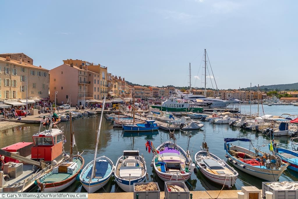 Harbour view and fishing boats, St Tropez, France