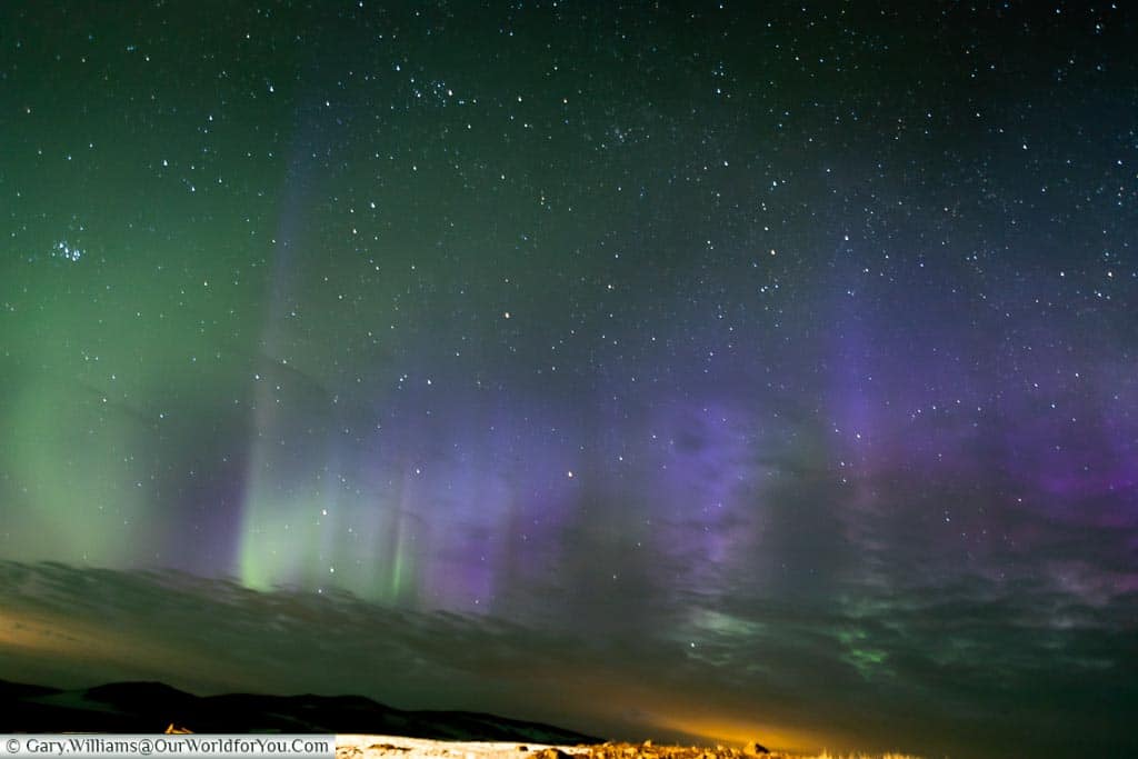 The Northern Lights not visible to the human eye at Reykjahlíð, Eastern Iceland