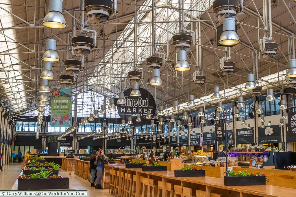 The inside of the Time Out Market, Lisbon, Portugal