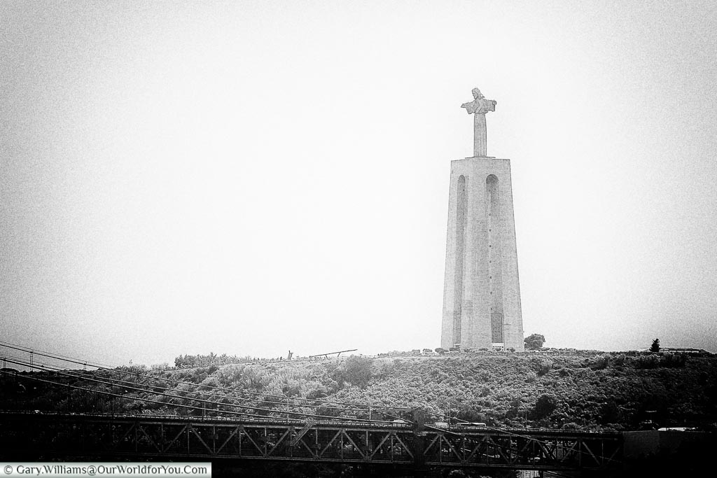 The Cristo Rei statue across the river, Lisbon, Portugal