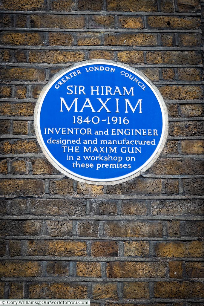 The Blue Plaque to Sir Hiram Maxim, London, England