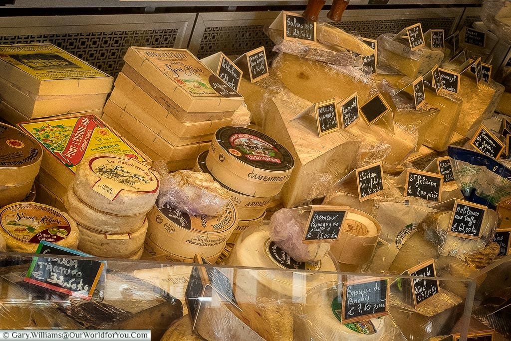 A fine cheese selection from a shop in Normandy