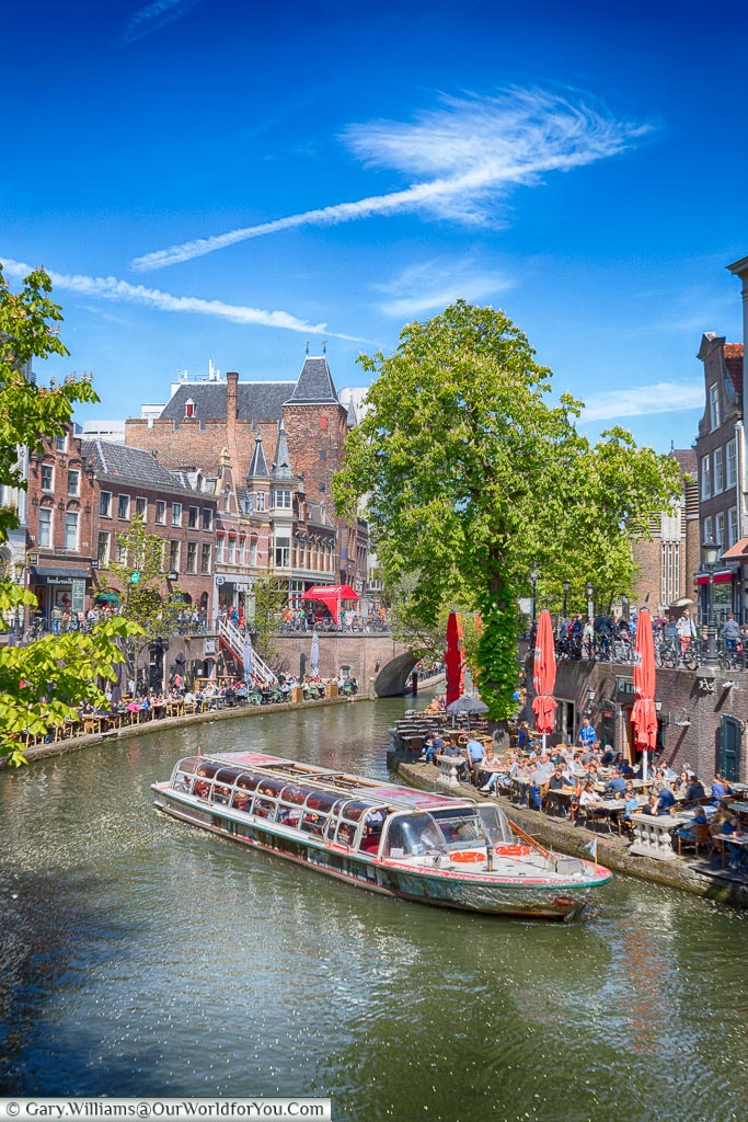 A tour boat on the canal, Utrecht, Holland, Netherlands