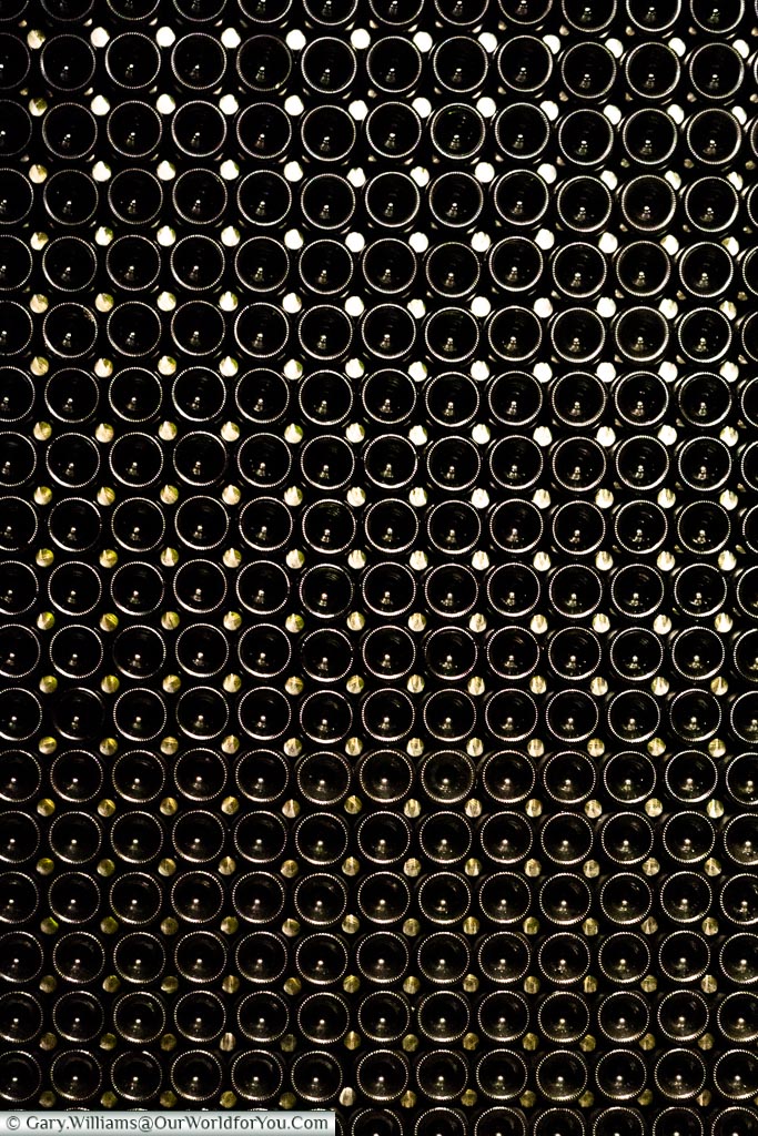 Bottles at G H Mumm, Reims, Champagne Region, France