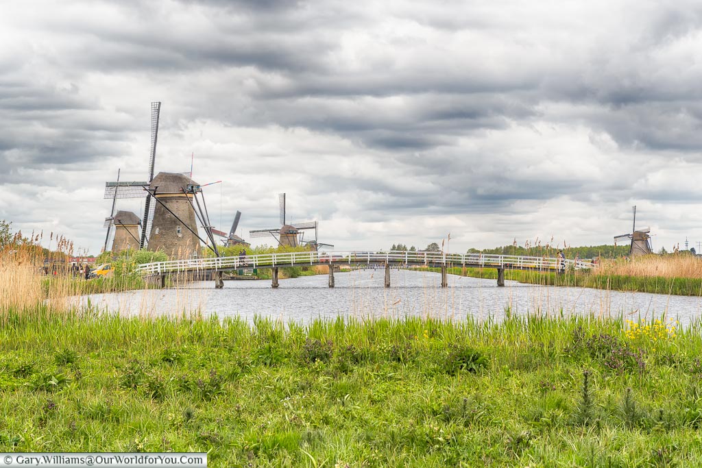 Bridging the waterway, Kinderdijk, Holland, Netherlands