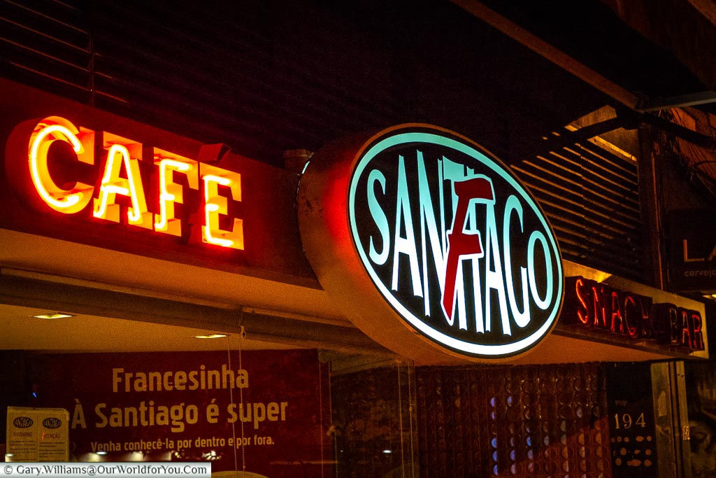 The sign above Café Santiago in Porto, home to possibly the best Francesinha in the city.