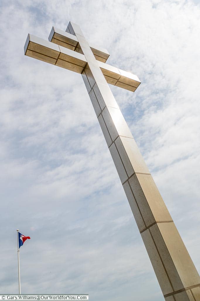 The giant 'Cross of Lorraine' memorial on the edge of 'Juno' beach in Normandy.